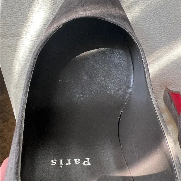 Christian Louboutin Gray Suede and Red Heels, Size 40 (10B) - Picture 9 of 15